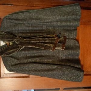Coldwater Creek Tweed Jacket and ZazouLuxe Faux Velvet Scarf